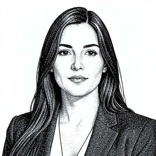 Illustrated portrait representing Elena Braithwaite, The Fintech Geek