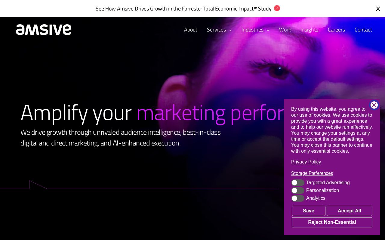 Screenshot of the Amsive homepage.