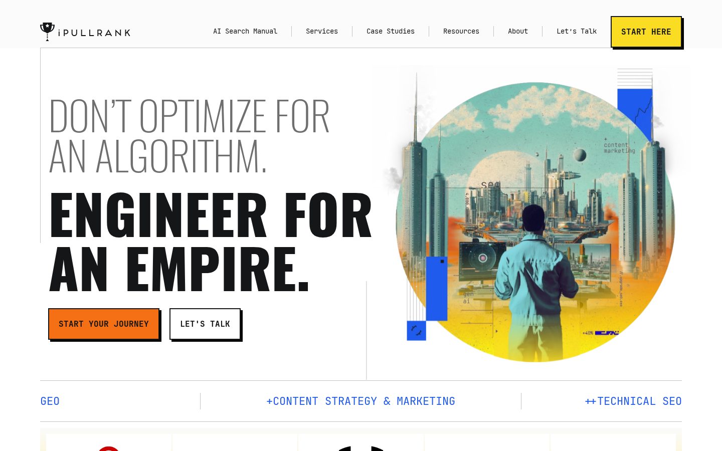 Screenshot of the iPullRank homepage.