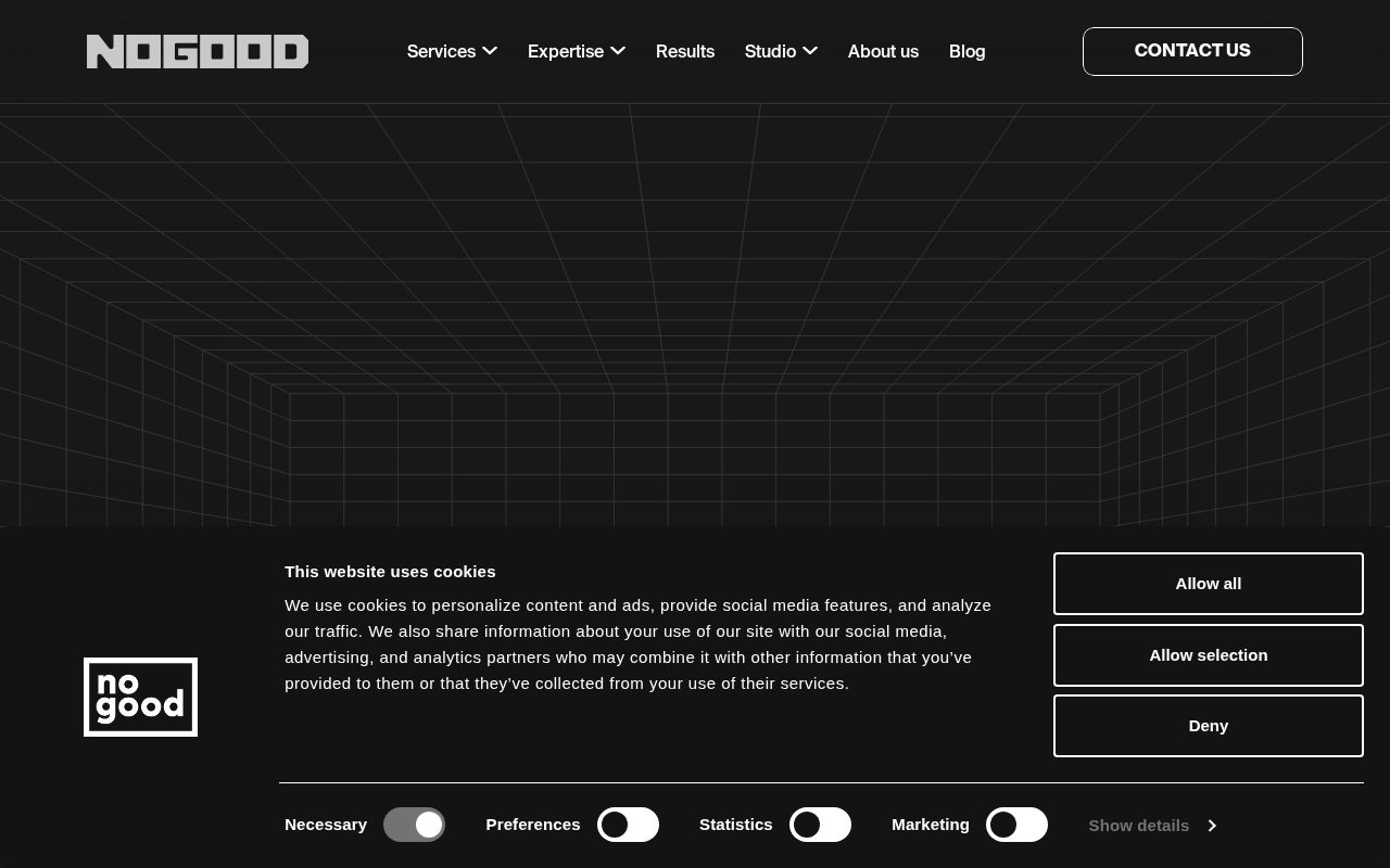 Screenshot of the NoGood homepage.
